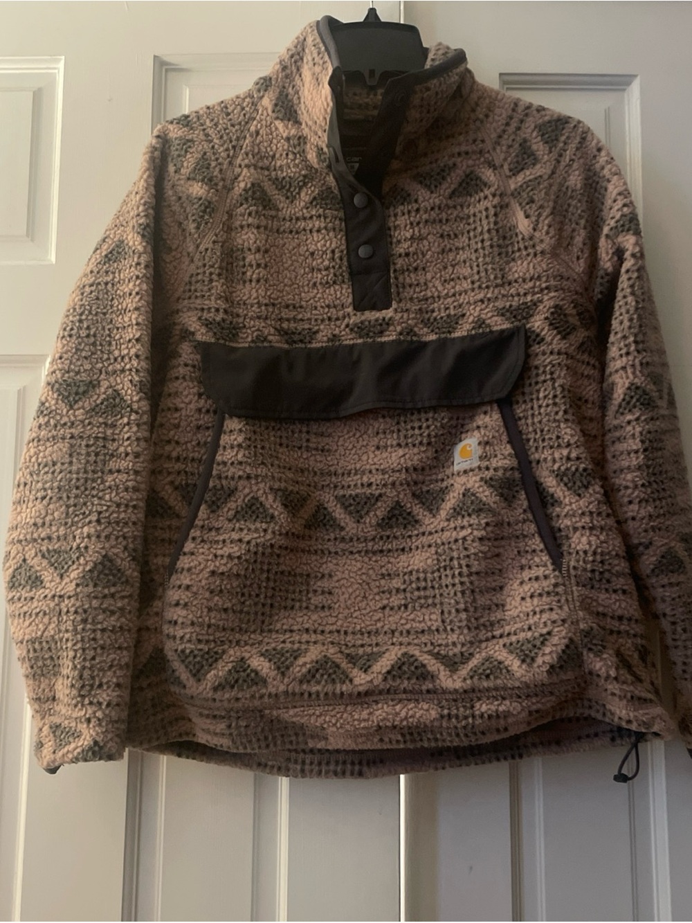 CARHARTT WOMENS SZ MEDIUM 8-10 RELAXED FIT SNAP FLEECE PULLOVER JACKET 0J4991-W